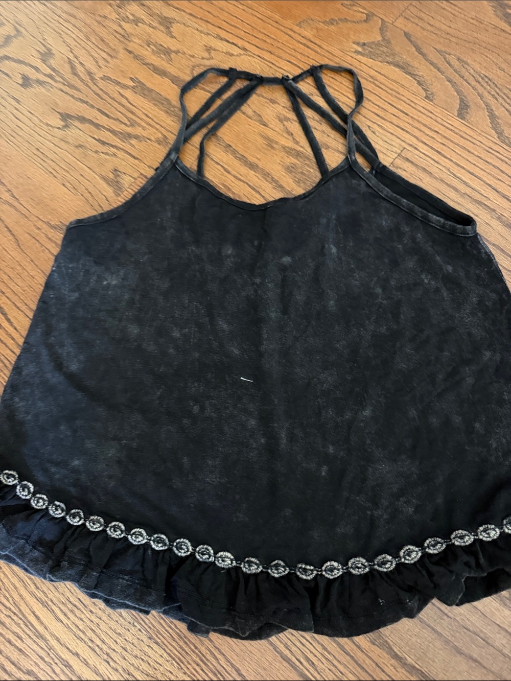 POL Black Ruffle-Hem Strappy Camisole